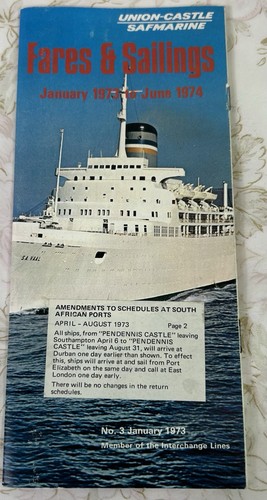 Union castle safmarine - fares, &