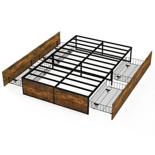 Small Double Iron Bed Frame Heavy-Duty Platform Bed Base Mattress Foundation
