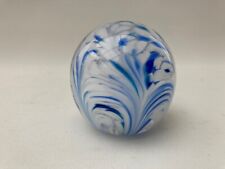 Blue & White Glass Paperweight Handmade, Vintage,Adrian Sankey Ambleside Cumbria