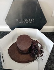 Brown Hat With Feather Detail Wedding Hat