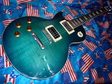 LIMITED EDITION 2002 EPIPHONE LES PAUL STANDARD LEFT HAND , TURQUOISE, AA FLAME