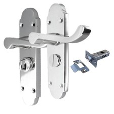 Epsom Privacy Victorian Scroll Bathroom Lock Door Handle Chrome Internal + Latch