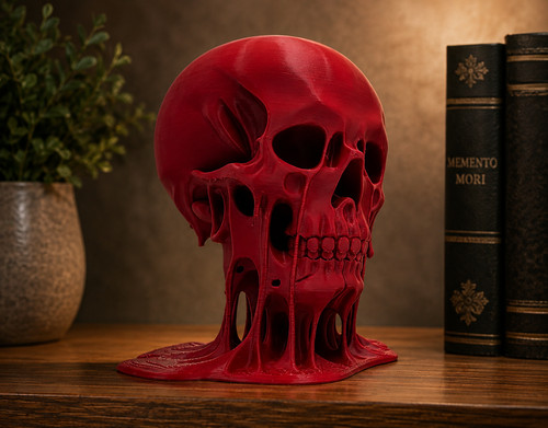 Melting skull sculpture gothic - skull,