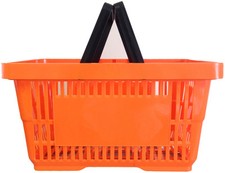 2 Handle Orange Plastic Shopping Basket Retail Supermarket Use Hand Carry