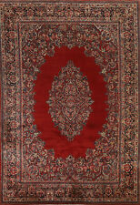 Vintage Vegetable Dye Mahal Red Wool Hand-knotted Living Room Large Rug 10x14