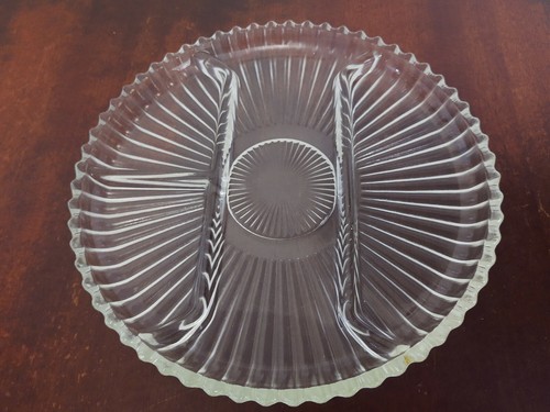 Glass serving dish plate four - glass,