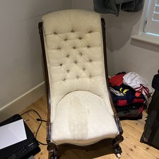 Victorian Antique Nursing Chair, Occasional Chair On Wheels