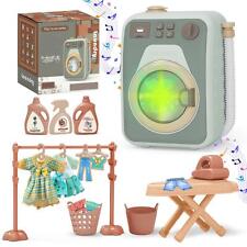 Kids 20 PCs Household Laundry Washing Machine Toy Light & Sound Pretend Play Kit