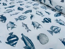 Navy Fish Cotton Fabric