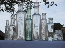 8X VINTAGE OLD ANTIQUE CHEMIST MEDICINE APOTHECARY CURE MEDICAL GLASS BOTTLES 