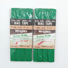VTG Wrights Extra Wide Double Fold Bias Tape Emerald Green 3 yds - 2 packs
