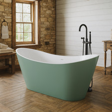 1600mm Sage Green Freestanding Slipper Bath – Modern Matt & White Acrylic