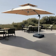 roho Ember 3m square garden patiosun parasol with crank, LED lights, 130kg base