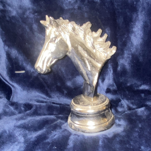 Silver metal horse head - silver,