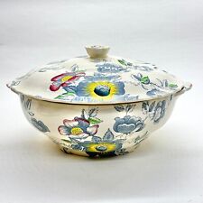 VINTAGE ASHWORTH BROS HANLEY WILD ROSE TUREEN WITH LID FLORAL SERVING BOWL