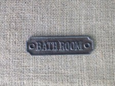 Decorative cast iron door mounted vintage style Bath Room plaque
