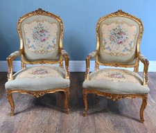 Pair French Armchairs Louis XV