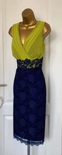 Women’s Occasion Dress Body con Lace  Lime Green & Navy Size 14 Alexon