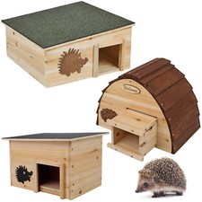 Wooden Hedgehog House Hibernation Box w/ Roof Nature Shelter Home Predator Proof