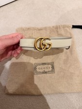 Women’s Gucci Marmont Thin Leather Belt White 75