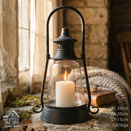 Old black lantern rustic style - old,