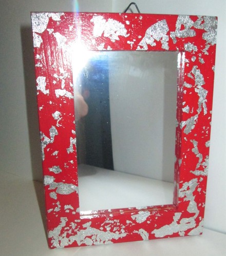 Decorated hanging mirror red - decorated, mirror.