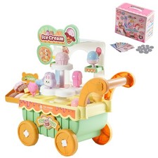 Uimoso Ice Cream Cart for Kids Pretend Play Ice Cream Shop for Kids Aged 3+