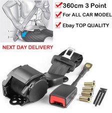 Universal 3 Point Seat Belts Safty Belt 3.6m Length Retractable Long Strap UK