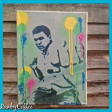 Muhammad Ali OOAK Handmade painting  canvas wall art spray paints stencil