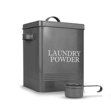 Laundry Powder Tin with Scoop | Grey Dishwasher Detergent Container | Cleanin...