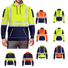 Mens Pullover Hi Vis Hoodie Workwear Safety High Visibility Hoodies Sweatshirts