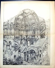 Original Old Antique Print Grand Staircase Albany Capitol United States 1886 11