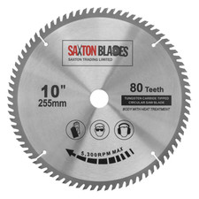 Saxton TCT Circular Wood Blade 255mm x 80T fits Evolution Rage Saws 25.4mm Bore