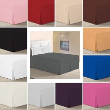 100% Pollycotton 180 Thread Fitted Valance Sheet PLEATED Extra Deep all Sizes