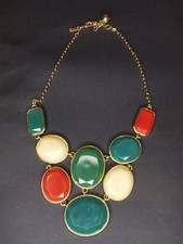 Kate Spade New York Statement Bib Necklace Gold Color Chain Colorful Acrylic