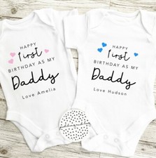 Happy 1st First birthday as my daddy baby vest personalised bodysuit