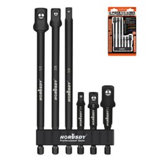 6-Pcs Impact Grade Drill Socket Adapter Hex 1/4" 3/8" 1/2" Driver 1/4" Hex Shank