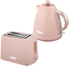 HOMCOM Kettle and Toaster Set 1.7L Kettle & 2 Slice Toaster Set, Pink 