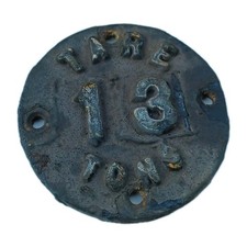 Railwayana British Rail Cast Iron Tare 13 Tons Railway Plate 4.75" Diameter