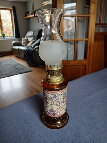 Vintage amber glass base - glass, oil