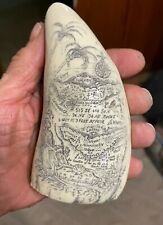 Scrimshaw Sperm whale tooth resin REPRODUCTION " PIRATE TREASURE MAP" 6" long