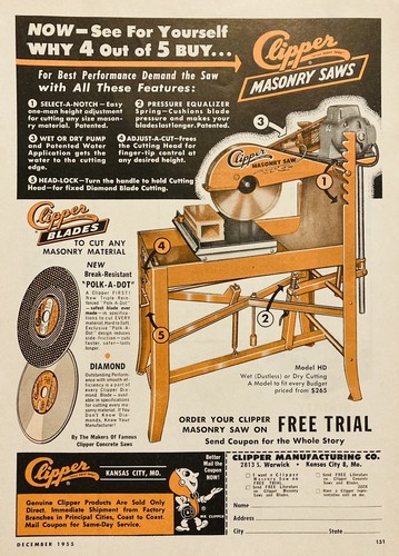1955 clipper mfg - 1955, mfg.