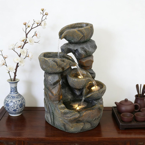 Resin outdoor stone bowl water - resin,