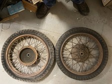 2x VINTAGE 18" 3.25 40 SPOKE WIRE WHEELS WITH TYRES