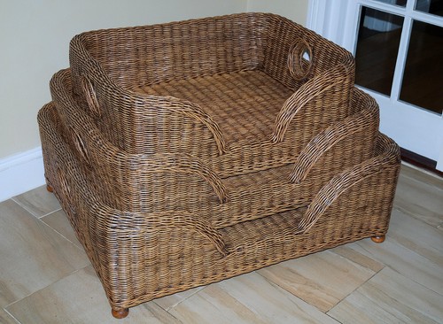 Large wicker dog bed chestnut - bed,