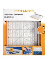 FISKARS 2-in-1 45mm Rotary Cutter & Ruler Combo 12" Fabric Cutting Crafts