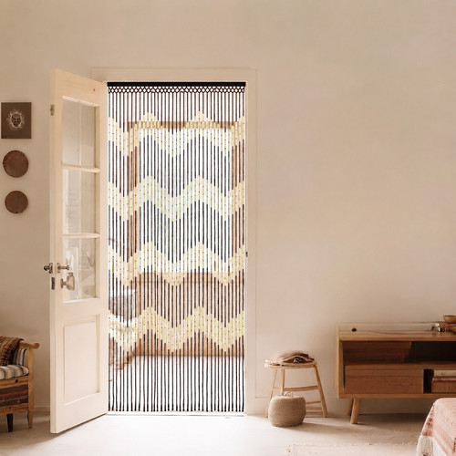 Wooden bamboo beaded door - beaded,