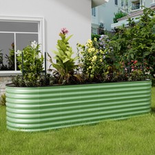 Galvanised Steel Garden Metal Raised Veg Planter Flower Trough Herb Grow Bed Box