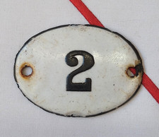 Soviet Door Number 2 Apartment locker plate sign vintage plaque enameled metal