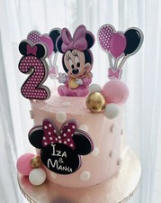 Cake Topper 3D Baby Minnie Mouse Pink Holographic Paper